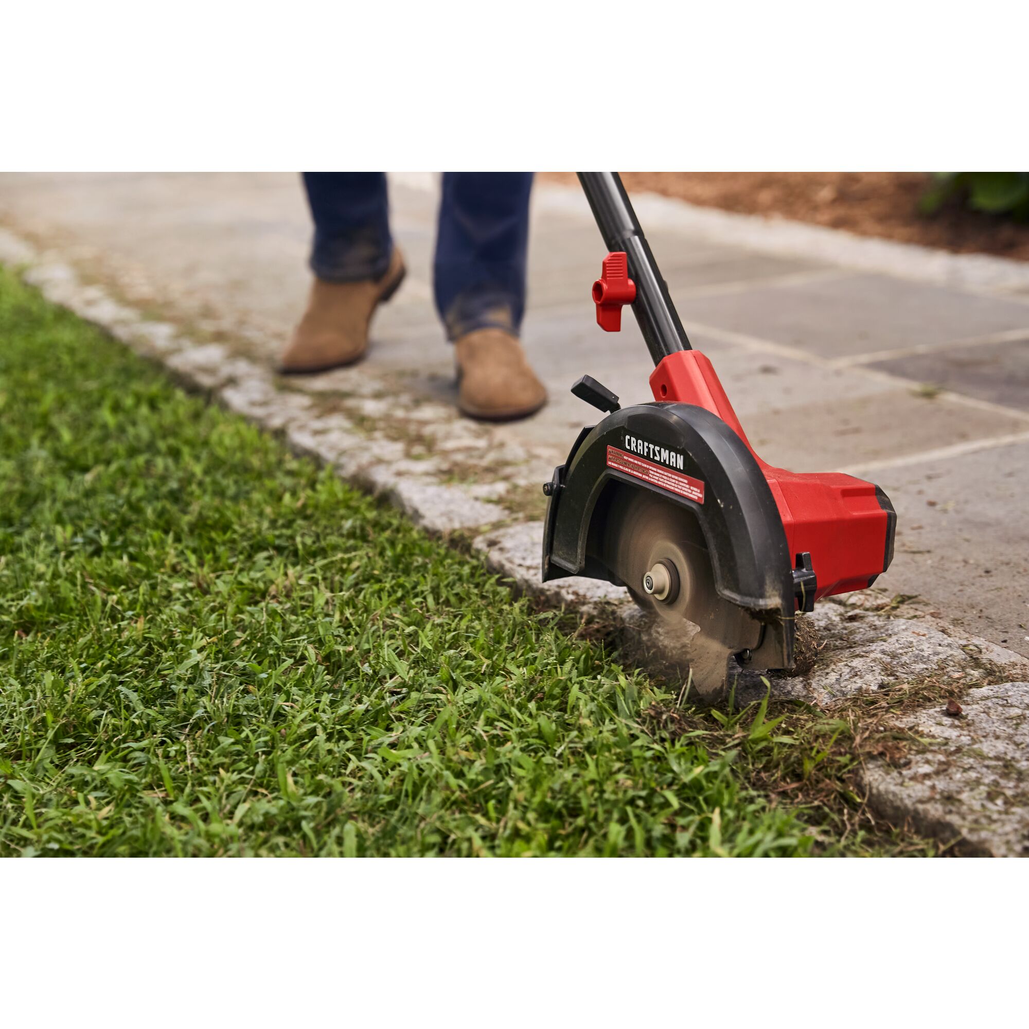 Grass edger deals with wheels